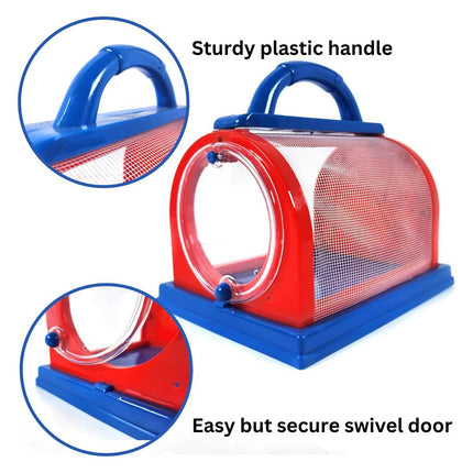 Children Insect Observation Cage Mesh Bug Carrier with Handle Red Blue