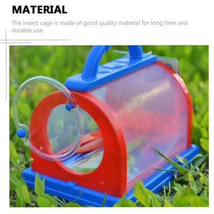 Children Insect Observation Cage Mesh Bug Carrier with Handle Red Blue