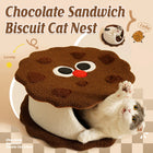 Chocolate Sandwich Biscuit Cat Nest Soft Warm for Small Medium Cats Kittens Use