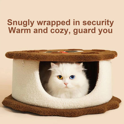 Chocolate Sandwich Biscuit Cat Nest Soft Warm for Small Medium Cats Kittens Use