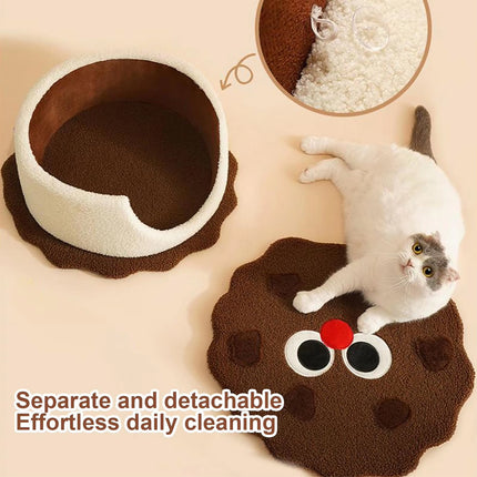 Chocolate Sandwich Biscuit Cat Nest Soft Warm for Small Medium Cats Kittens Use