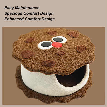 Chocolate Sandwich Biscuit Cat Nest Soft Warm for Small Medium Cats Kittens Use