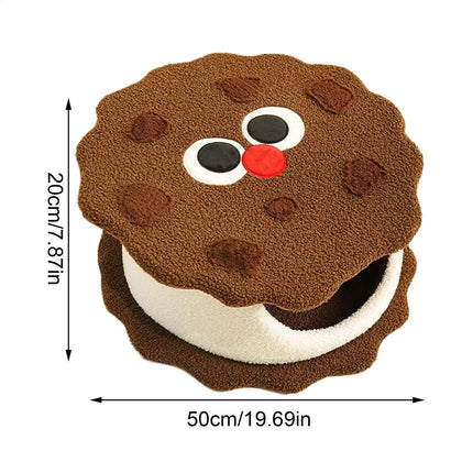 Chocolate Sandwich Biscuit Cat Nest Soft Warm for Small Medium Cats Kittens Use