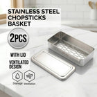 304 Stainless Steel Chopstick Baskets with Lids 2 Pack