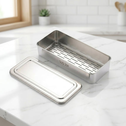 304 Stainless Steel Chopstick Baskets with Lids 2 Pack