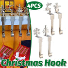 4 Pcs Christmas Stocking Hanger Fireplace Clip Metal Holder Hooks Xmas Tools