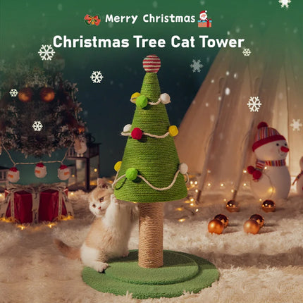 Cat Scratching Tree Sisal Climbing Toy Durable Christmas Style Scratch Board