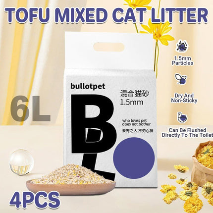 4pcs Deodorising Mixed Tofu Cat Litter Odour Control Clumping Flushable Litter