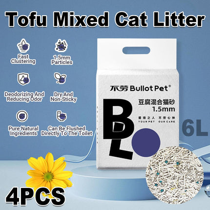 4pcs Deodorising Mixed Tofu Cat Litter Odour Control Clumping Flushable Litter
