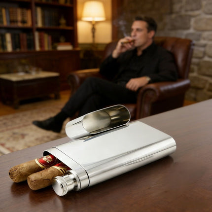Portable Stainless Steel Cigar Case 2Style Travel Humidor Outdoor Storage Case