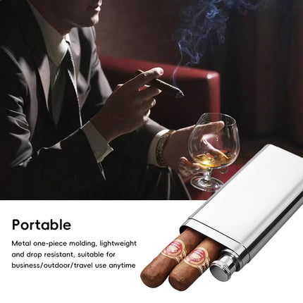 Portable Stainless Steel Cigar Case 2Style Travel Humidor Outdoor Storage Case