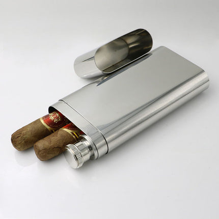 Portable Stainless Steel Cigar Case 2Style Travel Humidor Outdoor Storage Case