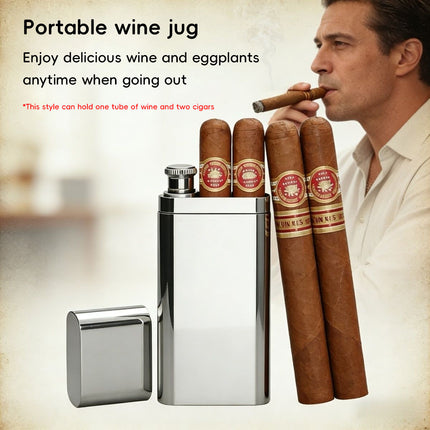 Portable Stainless Steel Cigar Case 2Style Travel Humidor Outdoor Storage Case