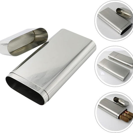 Portable Stainless Steel Cigar Case 2Style Travel Humidor Outdoor Storage Case