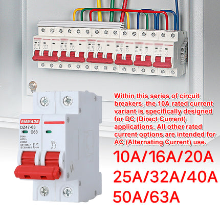 DC Circuit Breaker Solar 220-380V 2Pole Double MCB Mini 10-63 Amp