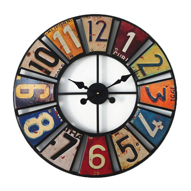 60cm Modern Multi-Coloured Round Metal Wall Clock Large Decorative Home Office