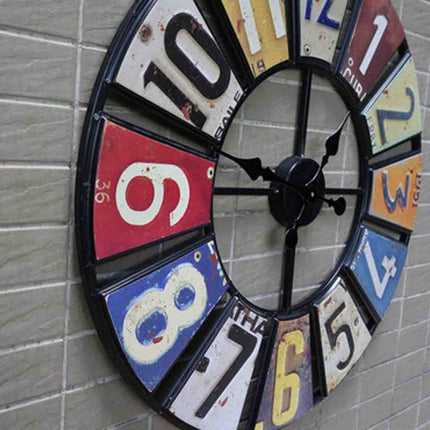 60cm Modern Multi-Coloured Round Metal Wall Clock Large Decorative Home Office