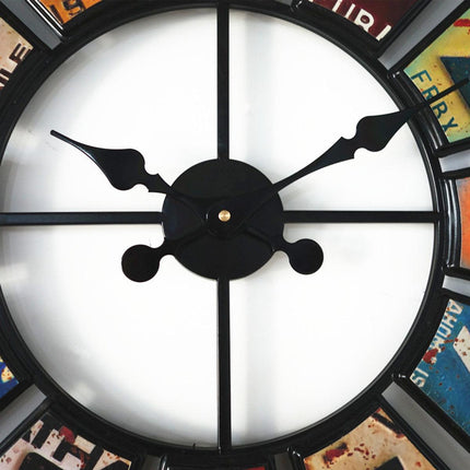 60cm Modern Multi-Coloured Round Metal Wall Clock Large Decorative Home Office
