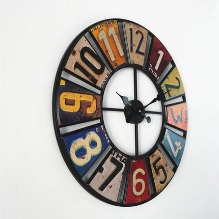 60cm Modern Multi-Coloured Round Metal Wall Clock Large Decorative Home Office
