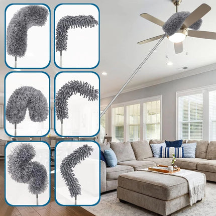 9pcs Dusters for Cleaning High Ceiling Fan Microfiber Duster with Extension