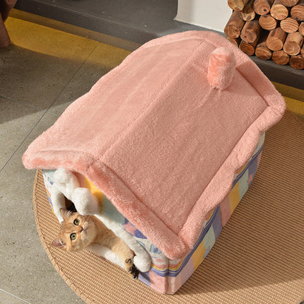 Cat Bed Dog House Pet Villa Kitten Shelter Soft Comfortable Indoor Pet Home