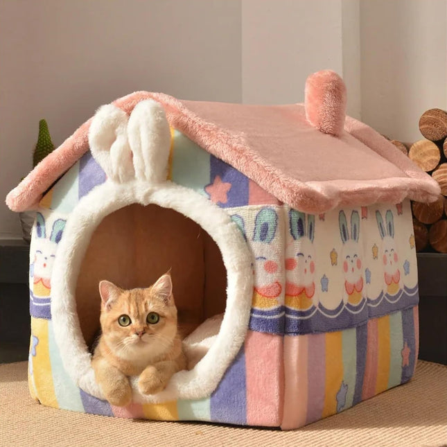 Cat Bed Dog House Pet Villa Kitten Shelter Soft Comfortable Indoor Pet Home