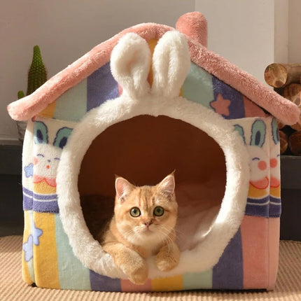 Cat Bed Dog House Pet Villa Kitten Shelter Soft Comfortable Indoor Pet Home