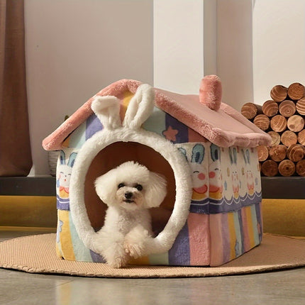 Cat Bed Dog House Pet Villa Kitten Shelter Soft Comfortable Indoor Pet Home
