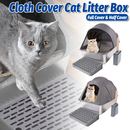 Cat Litter Box Covered Design Cloth Style Large Size Easy Clean Enclosed Toilet