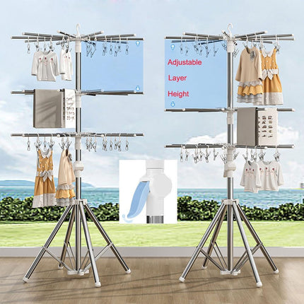 Folding Drying Rack Floor Stand Multi Functional Clothes Laundry Hanger Indoor