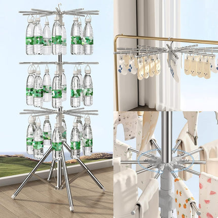 Folding Drying Rack Floor Stand Multi Functional Clothes Laundry Hanger Indoor