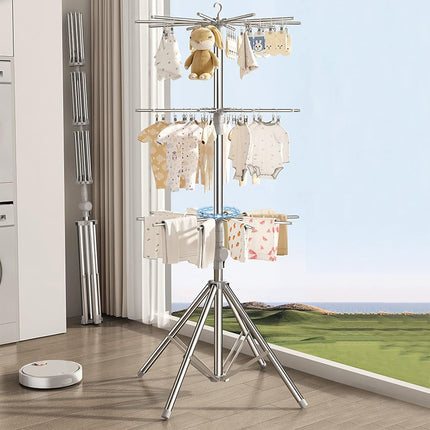 Folding Drying Rack Floor Stand Multi Functional Clothes Laundry Hanger Indoor