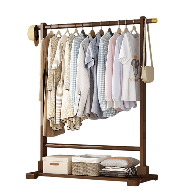 Bamboo Floor Standing Clothes Rack Durable Space Saving for Home Bedroom Use