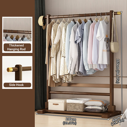 Bamboo Floor Standing Clothes Rack Durable Space Saving for Home Bedroom Use