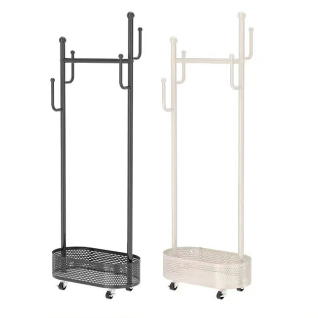 Portable Floor Standing Coat Rack with Wheels for Bedroom Clothes Storage Use