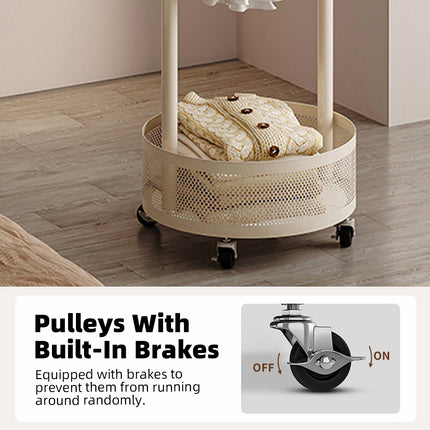 Moveable Floor-Standing Coat Rack Space Saving for Bedroom Clothes Storage Use