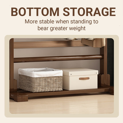 Bamboo Floor Standing Clothes Rack Durable Space Saving for Home Bedroom Use