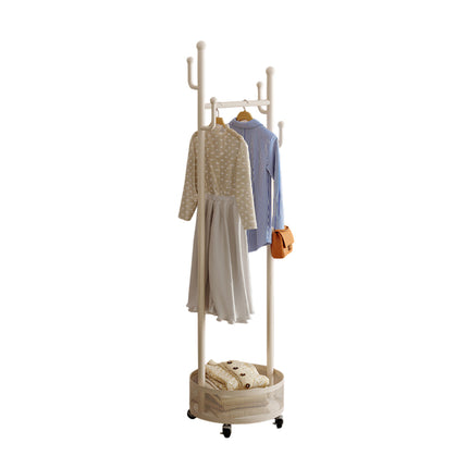 Moveable Floor-Standing Coat Rack Space Saving for Bedroom Clothes Storage Use