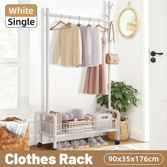 Simple Drying Rack Floor to Ceiling Indoor Hanging Clothes Rack for Bedroom Use