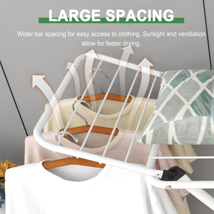 Floor Standing Clothes Drying Rack Laundry Foldable Indoor Garment Drying Rack