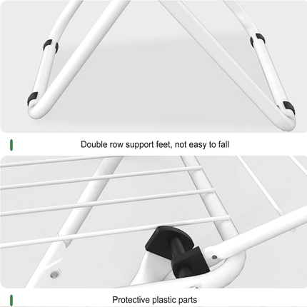 Floor Standing Clothes Drying Rack Laundry Foldable Indoor Garment Drying Rack
