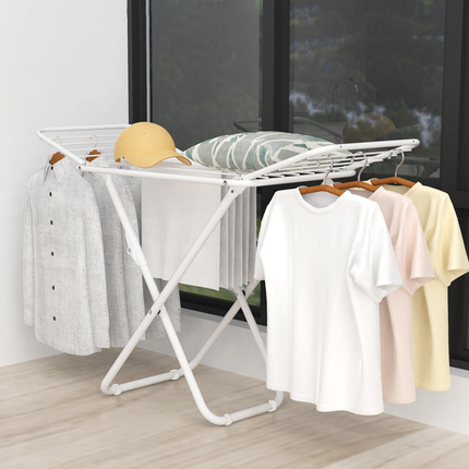Floor Standing Clothes Drying Rack Laundry Foldable Indoor Garment Drying Rack