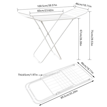 Floor Standing Clothes Drying Rack Laundry Foldable Indoor Garment Drying Rack