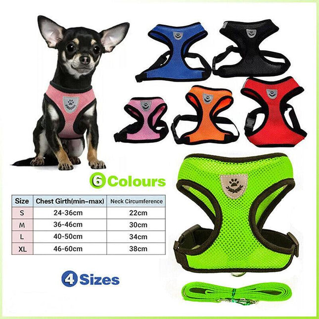 XL Size Pet Dog Cat Puppy Soft Leash Vest Mesh Breathe Adjustable Harness - Aimall
