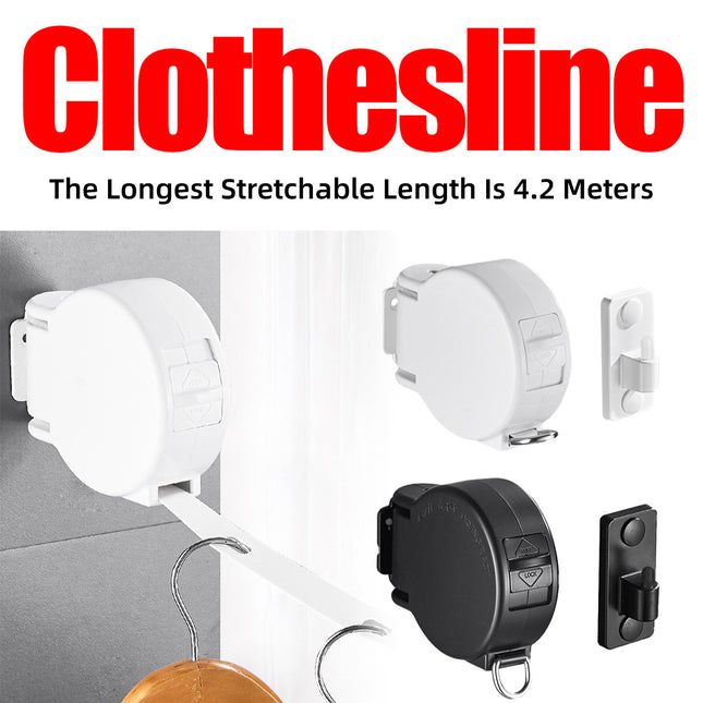Retractable Invisible Clothesline Belt Hanger No Drill Adjustable Space Saving