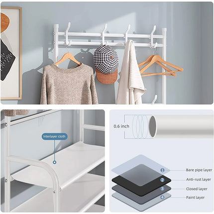 Clothes Rack Floor Standing Multifunctional Coat Hanger Storage Organizer Home