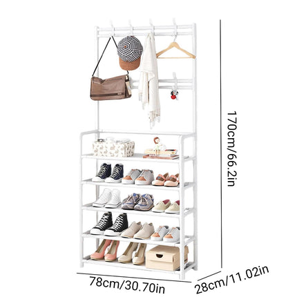Clothes Rack Floor Standing Multifunctional Coat Hanger Storage Organizer Home