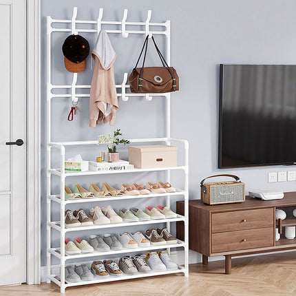 Clothes Rack Floor Standing Multifunctional Coat Hanger Storage Organizer Home