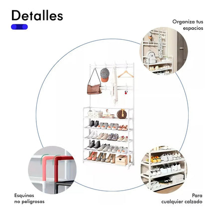 Clothes Rack Floor Standing Multifunctional Coat Hanger Storage Organizer Home