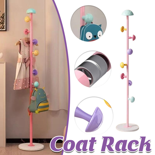 Kids Floor-Standing Coat Rack With Mushroom Hooks High-Carbon Steel